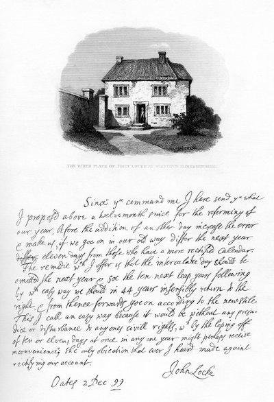 1840年17世纪末至18世纪初，约翰·洛克写给汉斯·斯隆爵士的信的一部分。 作者 约翰·洛克