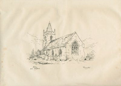 Acton Trussell Church：钢笔和墨石版画，nd [？19th cent] 作者 约翰·路易斯·佩蒂特