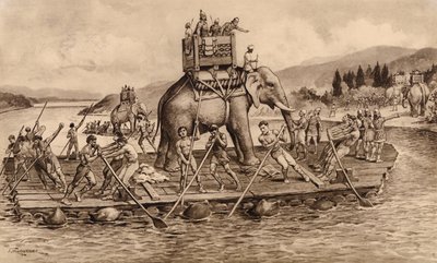 汉尼拔横渡罗纳河（石版画） 作者 约翰·麦克法兰