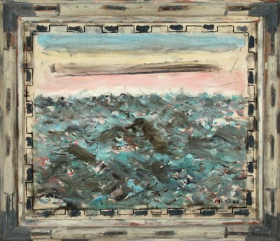 大海、浅红和天蓝色 1948 年（布面油画） 作者 约翰·马林