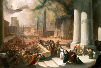 埃及七灾之一。尼罗河的水变成了血红色"，19世纪初 作者 John Martin