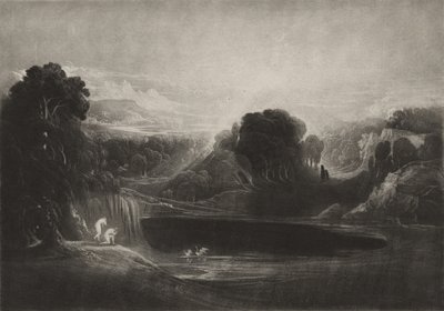 天堂 - 亚当和夏娃 - 早晨赞美诗，c.1827（mezzotint） 作者 约翰·马丁