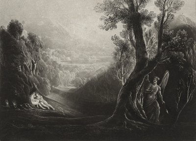 撒旦在天堂考虑和夏娃，c.1827（mezzotint） 作者 约翰·马丁