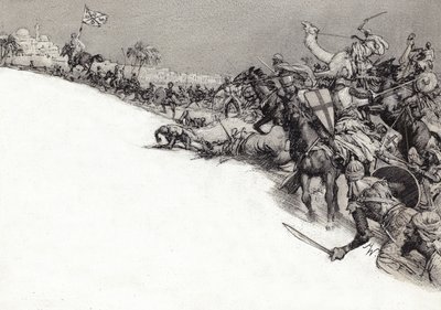 萨拉森人进攻耶路撒冷（水粉画，纸上） 作者 John Millar Watt
