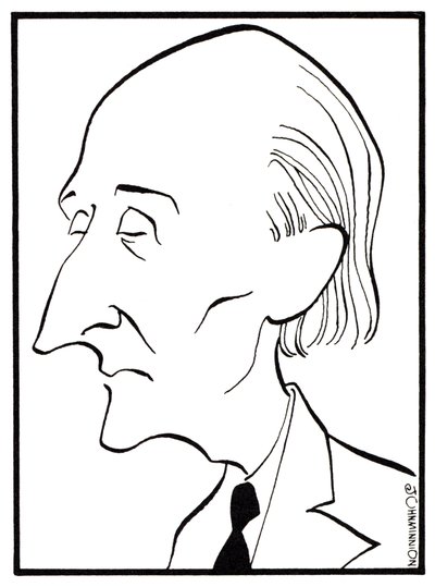 弗雷德里克-德柳斯（Frederick Delius）--约翰-明尼恩（John Minnion）的漫画--英国作曲家--1862 年 1 月 29 日 - 1934 年 6 月 10 日 作者 约翰·明尼恩