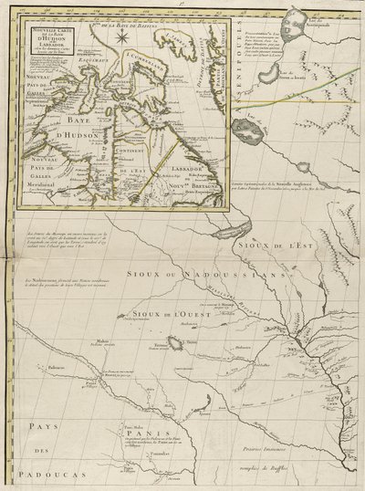 美国1756年英国和法国统治地图（在纸上刻有轮廓颜色） 作者 约翰·米切尔