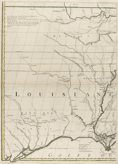 美国1756年英国和法国统治地图（在纸上刻有轮廓颜色） 作者 约翰·米切尔