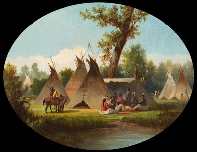 Assiniboin在密苏里州上游的营地，1870年 作者 约翰·史密斯（John Mix Stanley）