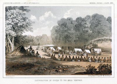 货物分配到Gros Ventres，酒吧。 1860 作者 约翰·史密斯（John Mix Stanley）