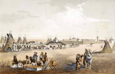 Fort Union，以及Assiniboins，pub。 1860 作者 约翰·史密斯（John Mix Stanley）