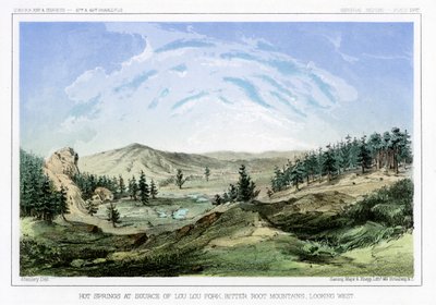 1856年，美国蒙大纳州Bitterroot山的Lou Lou Fork温泉源。 作者 约翰·史密斯（John Mix Stanley）