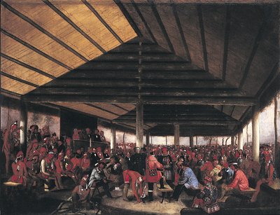 国际印第安人理事会（1843 年在印第安领地塔勒夸举行） 作者 约翰·史密斯（John Mix Stanley）