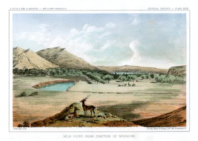 1856年，密苏里州交界处附近的米尔克河。 作者 约翰·史密斯（John Mix Stanley）
