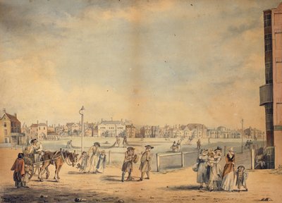 布莱顿（Brighton），展示了Widgett小姐的流转图书馆，Marlborough House，Castle Inn and Assembly Room和Marine Pavilion，1792年 作者 约翰·尼克松
