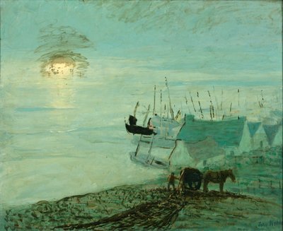 1929.6.79A的海滩景象背面，约1910年。 作者 约翰·诺布尔
