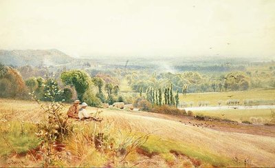 从库克汉姆附近的泰晤士河上的赫德索尔山看风景 作者 约翰·皮德