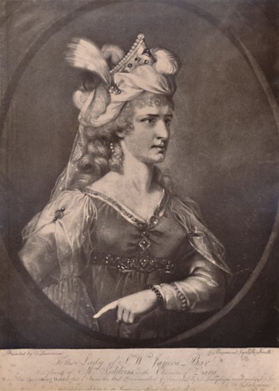 威尔士女演员莎拉·西顿斯（Sarah Siddons），饰演威廉·孔格雷夫（William Congreves）的扎拉（Zara）扮演“哀悼的新娘”，c1783年，1894年 作者 John Raphael Smith