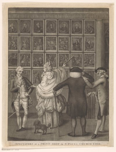 Vier personen voor de etalage van prenthandel Carrington Bowles te Londen
圣保罗教堂庭院版画店的观众（标题在实物上） 作者 约翰·拉斐尔·史密斯