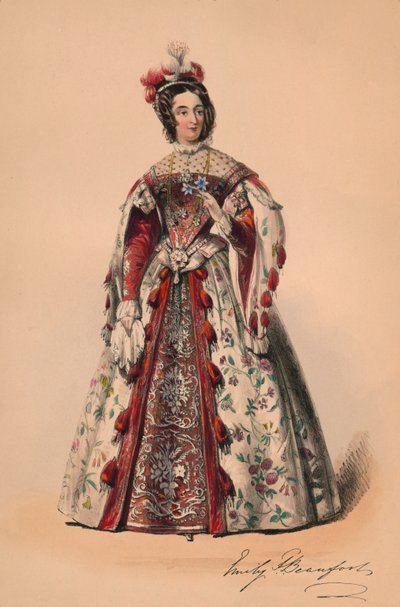 1842年5月12日，波福特的艾米丽·杜希斯（Emily Duchess）身着维多利亚女王（Queen Victorias）BalCostumé装扮成服装。 作者 约翰·理查德·可可·史密斯