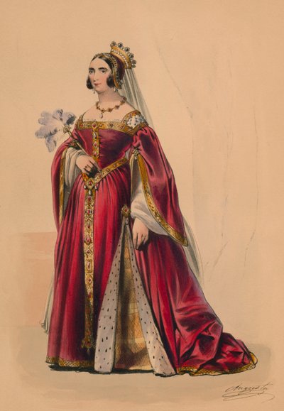 1842年5月12日，穿着维多利亚女王装扮成女王服装的嘉宾。 作者 John Richard Coke Smyth