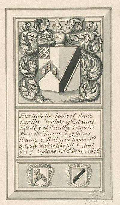 奥德利纪念碑（Audley Monuments）-“安妮·埃德利（Anne Eardley）”：钢笔和水墨画，nd [？19th cent]（绘画） 作者 约翰·罗伯特·弗尼霍夫