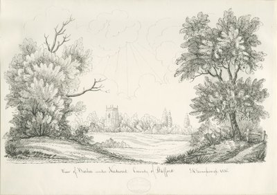 Needton Village下的Barton：钢笔和墨水素描，1836年 作者 约翰·罗伯特·弗尼霍夫