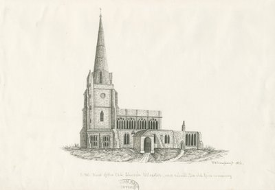 Uttoxeter教堂[旧]：钢笔和墨水绘画，1836年 作者 约翰·罗伯特·弗尼霍夫