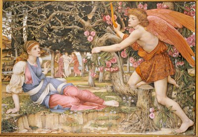 爱情与少女，1877年 作者 John Roddam Spencer Stanhope
