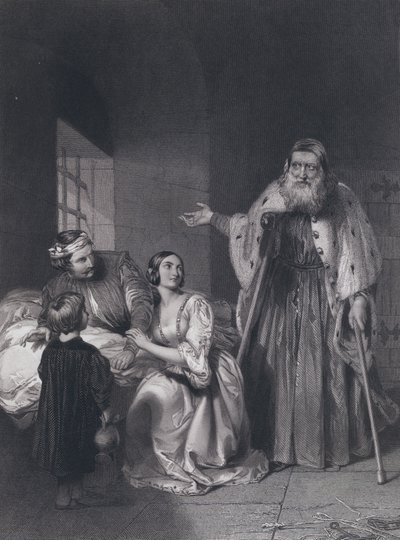 威尼斯总督弗朗切斯科·福斯卡里 (Francesco Foscari) 宣布对他的儿子贾科波 (Giacopo) 进行流放判决（版画） 作者 约翰·罗杰斯（后）赫伯特