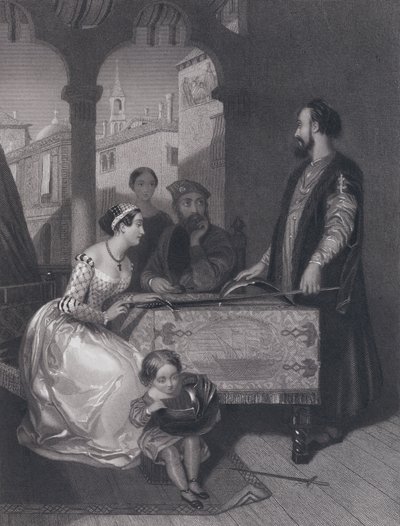 Gentile Bellini 和伟大的 Enrico Dandolo 的后代（雕刻） 作者 约翰·罗杰斯（后）赫伯特