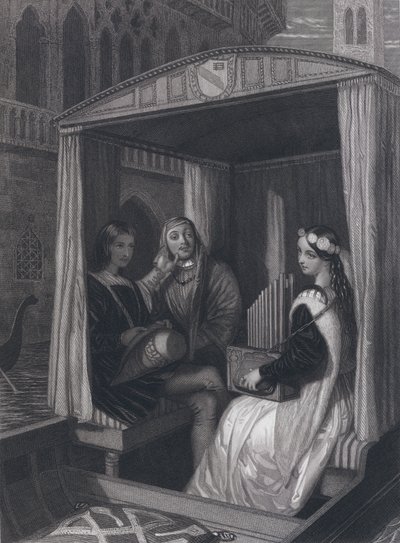 维奥拉夫人和她的导师（雕刻）。 作者 John Rogers (after) Herbert