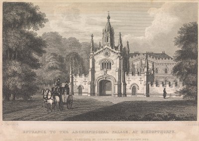 位于 Bishopthorpe 的大主教宫入口（由 I. T. Hinton 出版）； 第34页（第一卷） 作者 约翰·罗杰斯