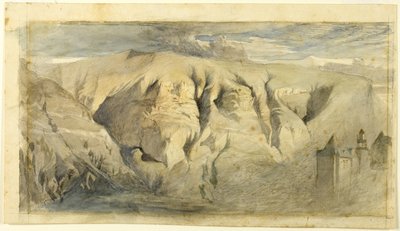 Mont Saleve，约 1840 年（水彩套石墨，奶油色织纹纸，铺在奶油色织纹纸上） 作者 约翰·拉斯金
