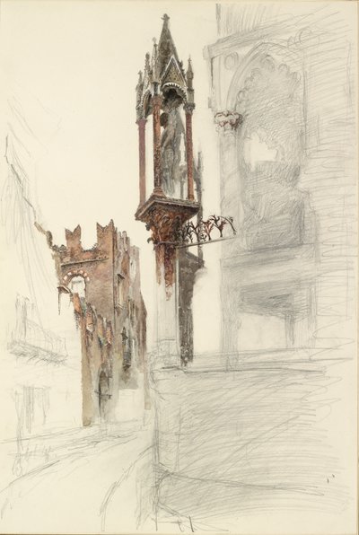 维罗纳Cansignorio della Scala墓周围壁龛的研究，1869年 作者 约翰·拉斯金