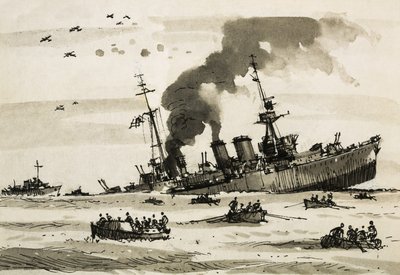 1942 年马耳他行动后，开罗号被英国驱逐舰击沉 作者 约翰·S·史密斯