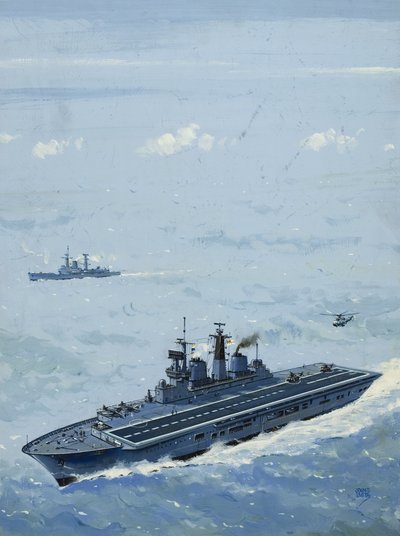 英国皇家海军无敌号战舰（纸上水粉画） 作者 约翰·S·史密斯