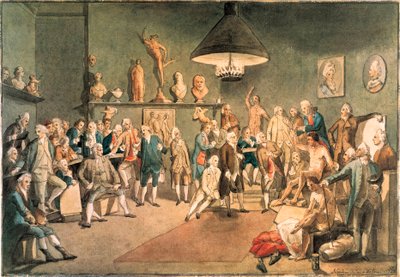伦敦皇家学院的院士，仿照约翰·佐法尼（Johann Zoffany，1733-1810 年）的画作 作者 约翰·桑德斯