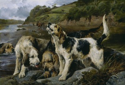 Otter Hunting，或On the Scent，1881 作者 约翰·萨金特·诺布尔