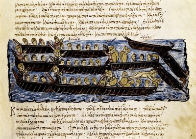 俄罗斯舰队，"Synopsis historiarum "中的缩影，约 1126-1150 年 作者 约翰·席利兹