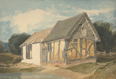 池塘边的农场建筑，1808-11。 作者 约翰·塞尔·科特曼