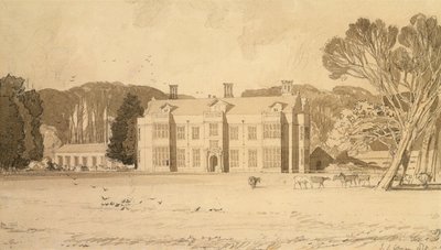 1818年，诺福克郡的Felbrigg Hall（铅笔和灰色洗纸） 作者 约翰·塞尔·科特曼