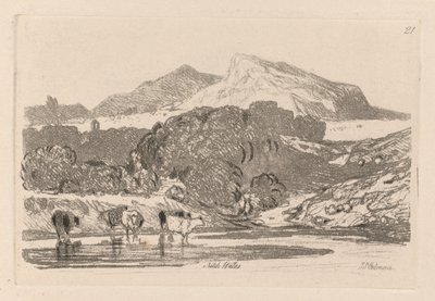 自由工作室（Liber Studiorum）：第21版，北威尔士风景，1838年。 作者 约翰·塞尔·科特曼