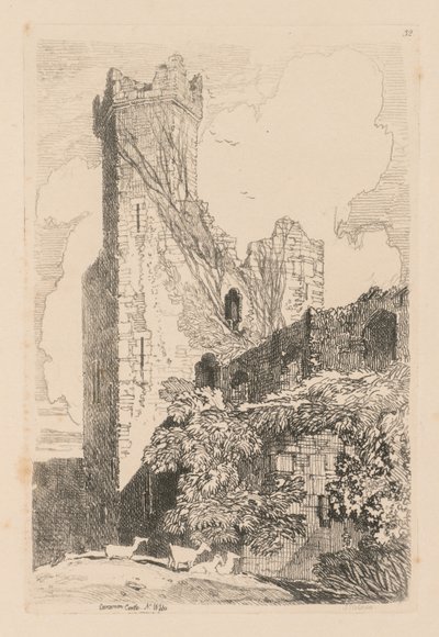 研究是免费的板32，卡那封城堡，威尔士N.，1838。 作者 约翰·塞尔·科特曼