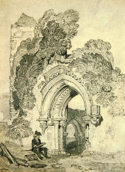 罗马式废墟（纸上铅笔画） 作者 约翰·塞尔·科特曼
