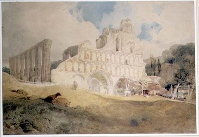 科尔切斯特的圣博托夫修道院，约1804-5（纸上铅笔、水彩）。 作者 约翰·塞尔·科特曼