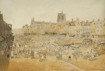 市场，诺威奇，取自Coopers先生，1807年 作者 John Sell Cotman