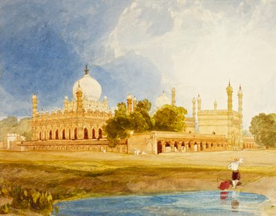 Hyder Ali Khan的宫殿，迈索尔的拉贾，1825年（wc und pen on card） 作者 约翰·塞尔·科特曼