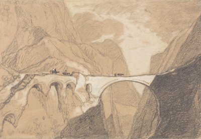 旅行者穿过高山峡谷上的桥梁 作者 约翰·塞尔·科特曼