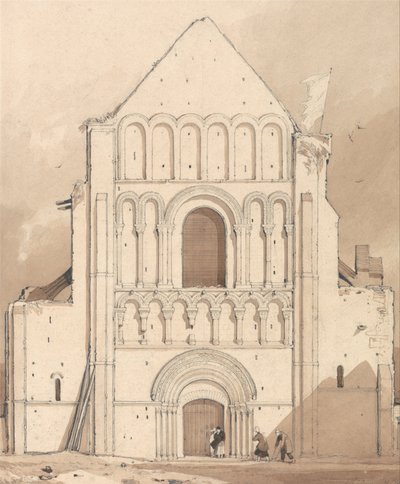 诺曼底卡昂附近的奥伊斯特拉汉姆[Ouistreham]教堂西正面 作者 约翰·塞尔·科特曼