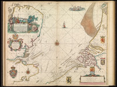 英格兰、佛兰德斯和荷兰海岸图，约 1672 年（印刷品） 作者 约翰·塞勒